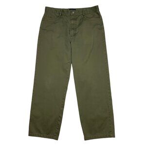 Rochas Mens Pants 36 Green Flat Front Straight Leg